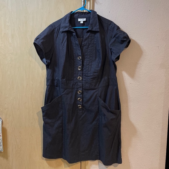 dressbarn Dresses & Skirts - Women Plus Size 20 Stretch Denim Short Sleeve Jumper Dress Pockets So cute!
